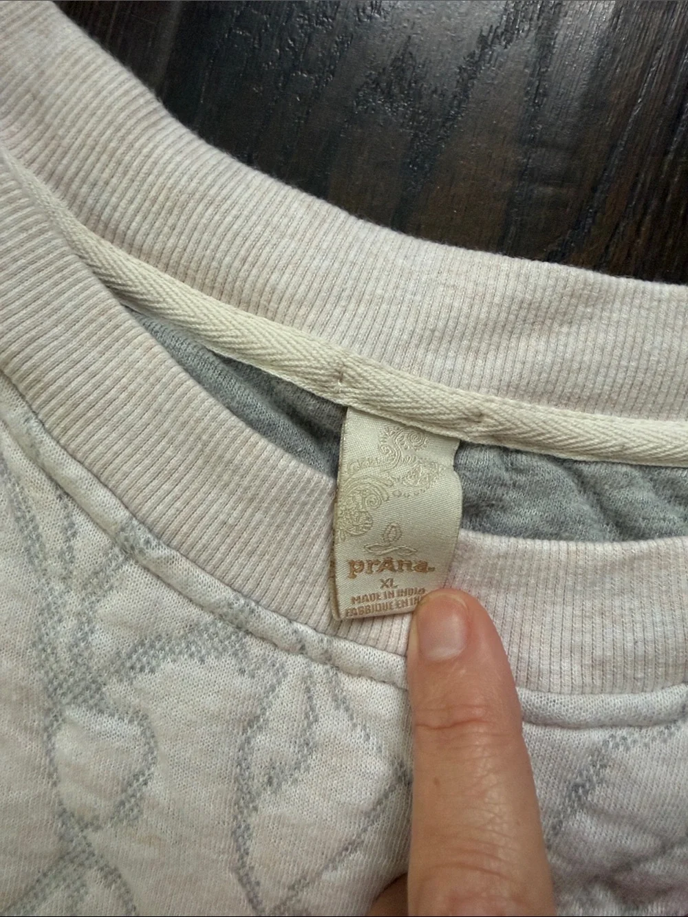 Prana Quilted Scoopneck Sweatshirt in Light Cream